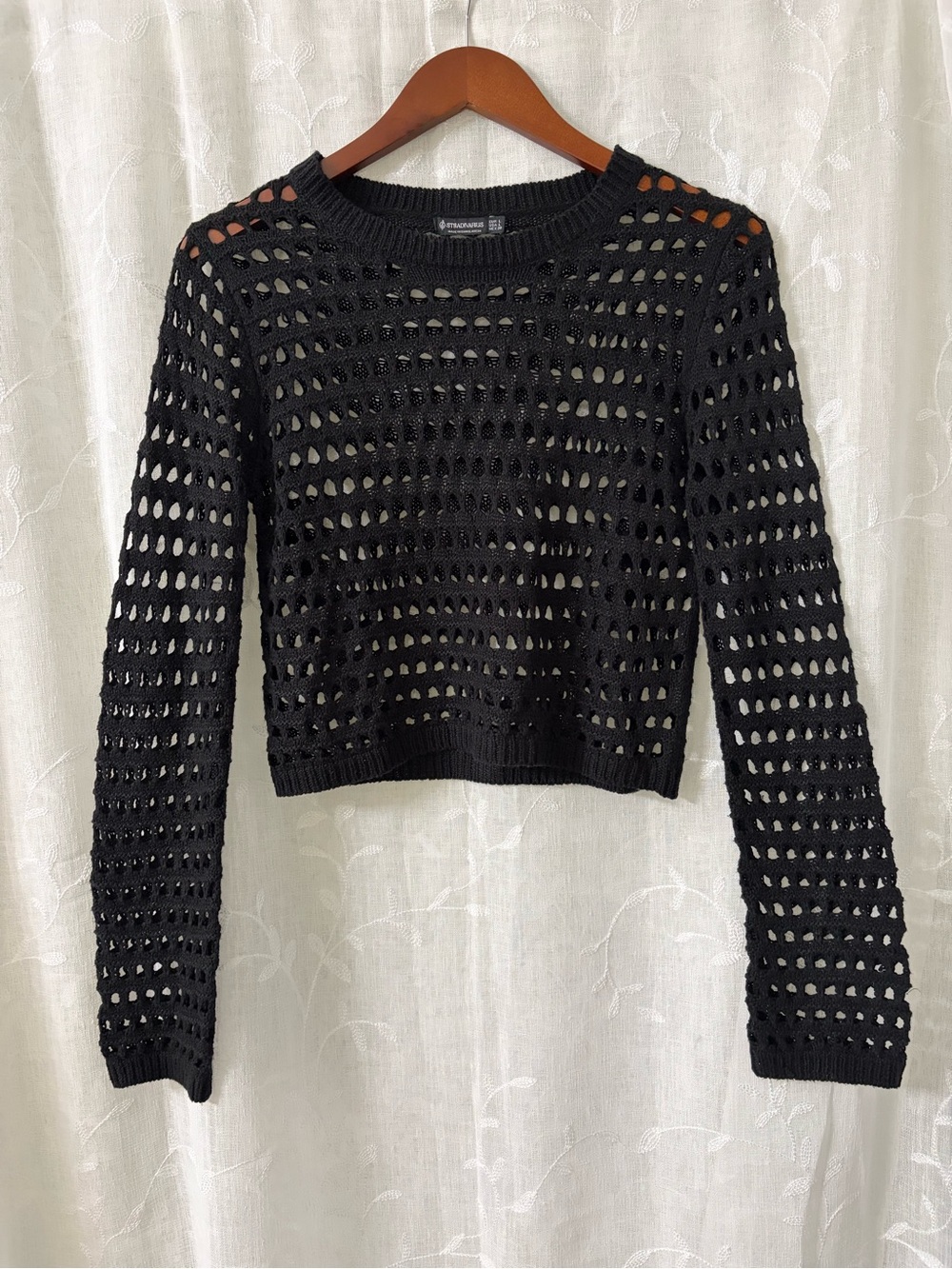 Stradivarius Black Open-Knit Sweater Size Small